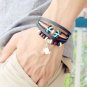 Multilayer Beads Adjustable PU Leather Bracelet With Silver Pendant