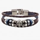 Punk Braided Alloy Skull PU Leather Bracelet