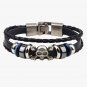 Punk Braided Alloy Skull PU Leather Bracelet