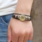 Golden Taurus Braided Black PU Leather Bracelet