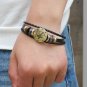 Golden Sagittarius Braided Black PU Leather Bracelet