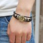 Golden Piesces Braided Black PU Leather Bracelet