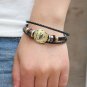 Golden Scorpio Braided Black PU Leather Bracelet
