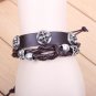 Alloy Clover PU Leather Braided Bracelet
