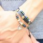 Retro Colorful Beads PU Leather Bracelet With Alloy Mini Bag Pendant