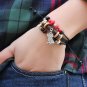 3 Layer Beads Rope Leather Bracelet With Alloy Owl Pendant