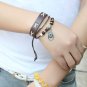 Ethnic Cowboy Hat Charm Adjustable Leather Bracelet