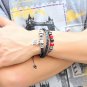 Alloy Beads Handmade Braided Black Leather Bracelet With Tree of Life Pendant