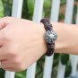 Retro Alloy Shield Rope PU Leather Bracelet