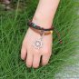 Silver Rudder Pendant Braided Beads PU Leather Bracelet