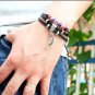 3 Layer Punk Antique Silver Geometric Moon Pendant Charm Bracelets