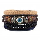 Eye Beads Rope PU Leather Braided Bracelet