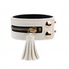 Luxury Zipper Rivets PU Leather Bracelet With Tassel