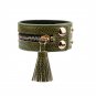 Luxury Zipper Rivets PU Leather Bracelet With Tassel