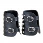 Wide Round Rivets Dual Buckle PU Leather Bracelet