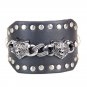 Dual Alloy Wolves & Round Rivets PU Leather Bracelet