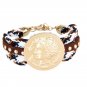 Bohemia & Ancient Greece Pattern Metal Rivets Braid Bracelet