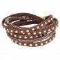 Multilayer Golden Metal Rivets PU Leather Bracelet
