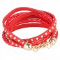 Multilayer Golden Metal Rivets PU Leather Bracelet