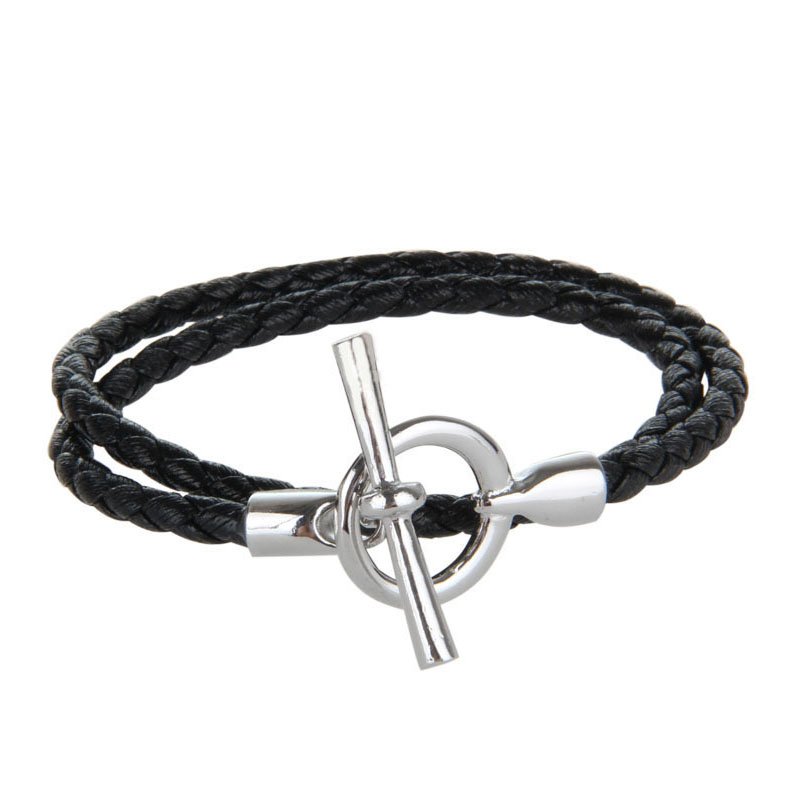 Black "OT" Pattern PU Leather Bracelet