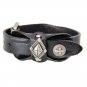 Vintage Alloy Diamond Adjustable PU Leather Bracelet