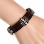 Brief Cross Metal Snap Button Leather Bracelet