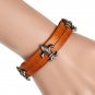 Brief Cross Metal Snap Button Leather Bracelet