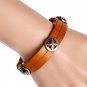Cross Metal Snap Button Punk Leather Bracelet