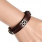 Cross Metal Snap Button Punk Leather Bracelet