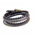 Multilayer Braid & Rivets PU Leather Bracelet 4 Colors
