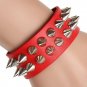 Sharp Metal Rivets Snap Button PU Leather Bracelet 4 Colors