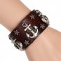 Anchor & Stars Snap Button PU Leather Bracelet