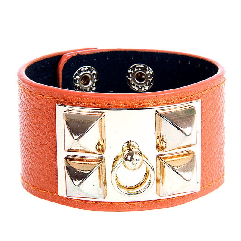 Alloy Rivet Rock PU Leather Bracelet