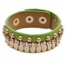 Alluring Diamond Gold Rivet Snap Button Leather Bracelets