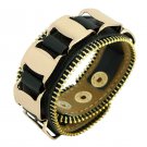 Punk Style Gold Chain Snap Button Leather Bracelets