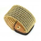 Luxury Bright Gold Chain Snap Button Alloy Leather Bracelets