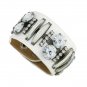 Luxury Bright Diamond Crystal Snap Button Leather Bracelets