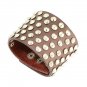 Wide Black Leather Bracelet with 6 Layers Round Rivets