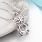 Sterling Silver Cute Bear Crystal Pendant Necklace