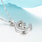 Sterling Silver Crystal Moon Star Pendent Necklace