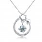 Round Necklace Fashion Five Pointed Star Cubic Zirconia Pendant Necklace