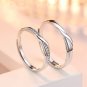 Sterling Silver Couple Rings for Women and Men 1 Pair Engagement Rings Set