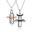 Devil Wings Pill Shaped Pendant Titanium Necklace