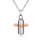 Devil Wings Pill Shaped Pendant Titanium Necklace