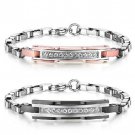Diamond Embellished Titanium ID Couple's Bracelet