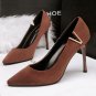 Metal V pointy shoes with high heels