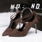 Light suede mouth cross with high heels