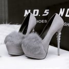 Leather horse hair high heels