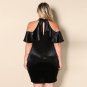 Cold Shoulder Cut Out Halter Ruffle Plus Size Dress