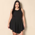 Plus Size Irregular Pleated Backless Dress